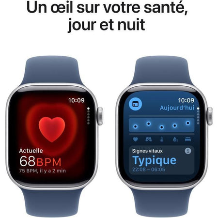Apple Watch Series 10 GPS - 42 mm - Cassa in alluminio color argento - Cinturino Sport denim - S/M