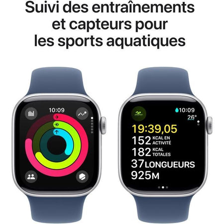Apple Watch Series 10 GPS - 42 mm - Cassa in alluminio color argento - Cinturino Sport denim - S/M