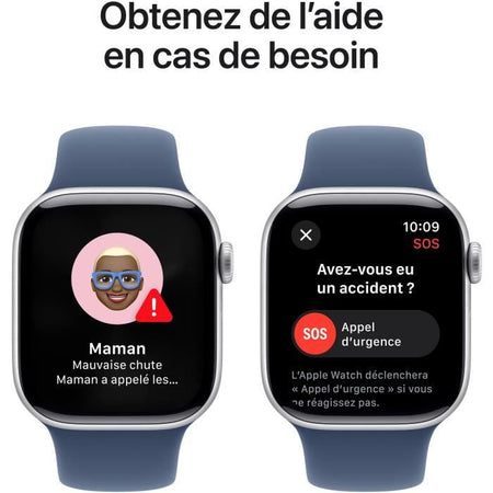 Apple Watch Series 10 GPS - 42 mm - Cassa in alluminio color argento - Cinturino Sport denim - S/M