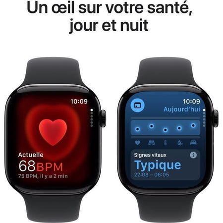 Apple Watch Series 10 GPS - 46 mm - Cassa in alluminio Jet Black - Cinturino Sport nero - M/L