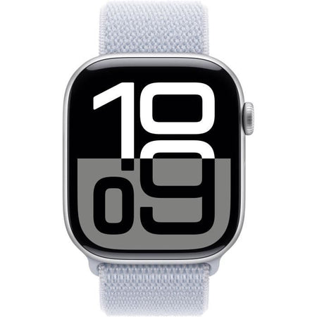 Apple Watch Series 10 GPS - 46 mm - Cassa in alluminio color argento - Cinturino Sport Loop blu nuvola