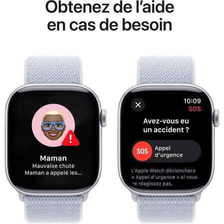 Apple Watch Series 10 GPS - 46 mm - Cassa in alluminio color argento - Cinturino Sport Loop blu nuvola
