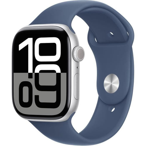 Apple Watch Series 10 GPS - 46 mm - Cassa in alluminio color argento - Cinturino Sport denim - M/L