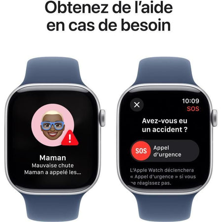Apple Watch Series 10 GPS - 46 mm - Cassa in alluminio color argento - Cinturino Sport denim - M/L