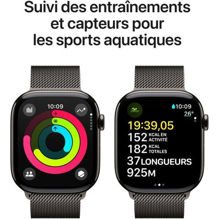 Apple Watch Series 10 GPS + Cellular - 46 mm - Cassa in titanio ardesia - Cinturino in maglia milanese ardesia - M/L
