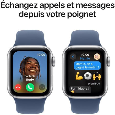 Apple Watch SE GPS - 40 mm - Cassa in alluminio color argento - Cinturino Sport denim - S/M