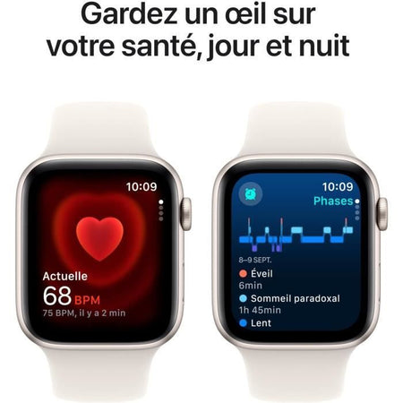 Apple Watch SE GPS - 44 mm - Cassa in alluminio Starlight - Cinturino sportivo Starlight - M/L