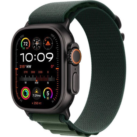 Apple Watch Ultra 2 GPS + Cellular - 49 mm - Cassa in titanio nero - Cinturino Alpine Loop verde scuro - Large