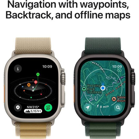 Apple Watch Ultra 2 GPS + Cellular - 49 mm - Cassa in titanio nero - Cinturino Alpine Loop verde scuro - Large