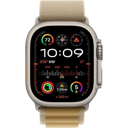 Apple Watch Ultra 2 GPS + Cellular - 49 mm - Cassa in titanio naturale - Cinturino ad anello alpino marrone chiaro - Medio