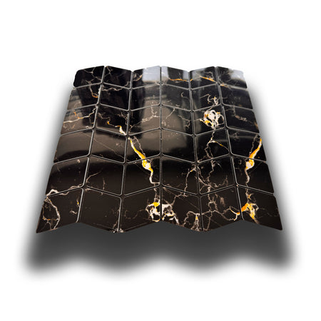 Piastrelle 3D Autoadesive in PET acustiche e isolanti 30x30cm (4mm spessore) ROMBI Marmo nero