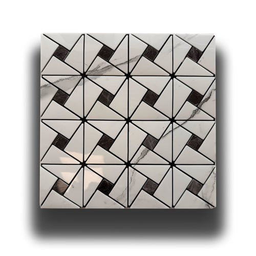 Piastrelle 3D Autoadesive in PET acustiche e isolanti 30x30cm (4mm spessore) TRAPEZI CARRARA - Eternal Parquet