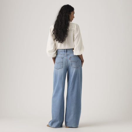 Jeans donna Levi's XL Straight oversize in TENCEL blu gamba larga vita media