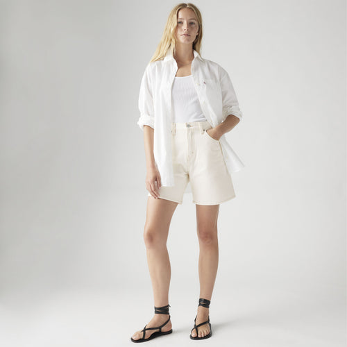 Levi's Short Oversize Donna Vita Alta Denim Bianco Snowing In LA A93110007