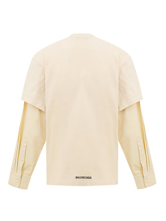 Balenciaga Layered T-Shirt Color Crema da uomo