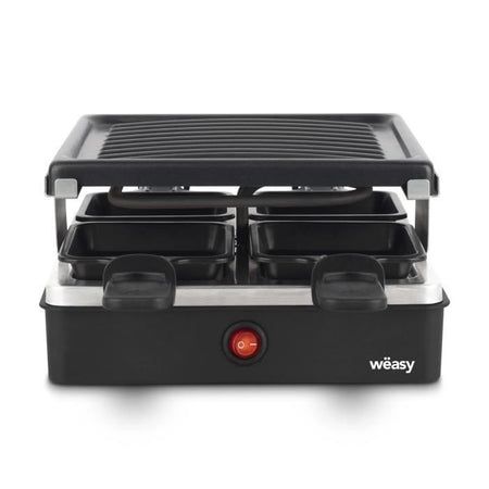 WEASY LUGA40 - Raclette e grill per 4 persone - 600W - Rivestimento antiaderente - 19,7x19,7cm - Piastra removibile
