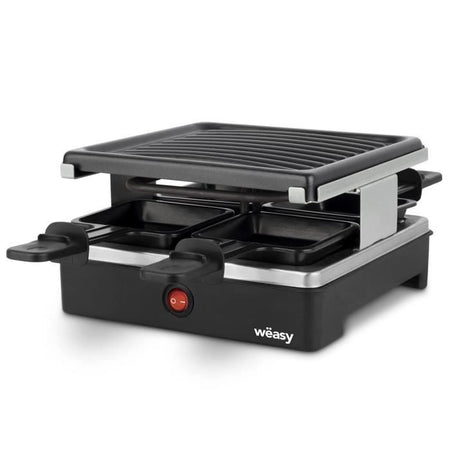 WEASY LUGA40 - Raclette e grill per 4 persone - 600W - Rivestimento antiaderente - 19,7x19,7cm - Piastra removibile