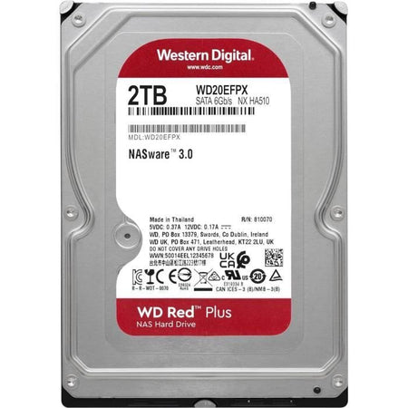 Disco rigido interno - WESTERN DIGITAL - Red Plus - 2TB - 3,5 - NAS dedicato - Classe 5400 RPM - SATA 6 GB/s (WD20EFPX)