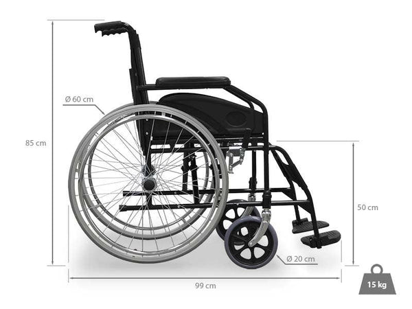 Sedia a rotelle pieghevole in acciaio Wellcore