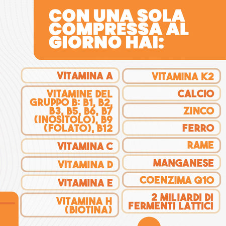 Multivitaminico Multiminerale Con Fermenti Lattici, Vitamina D, Acido Folico E Coenzima Q10 | 360° Defender Integratore Multivitaminico Completo Con 15 Vitamine E 8 Sali Minerali