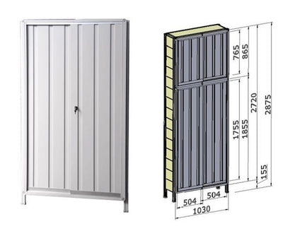 Porta scorrevole in lamiera verniciata per fronte scaffalatura cm. 100x285h