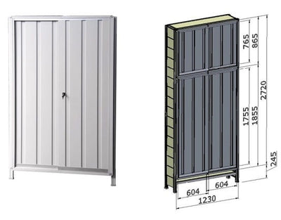 Porta scorrevole in lamiera verniciata per fronte scaffalatura cm. 120x285h