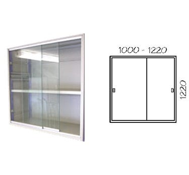 Porta scorrevole in vetro con telaio verniciato per fronte scaffalatura cm. 100x122h