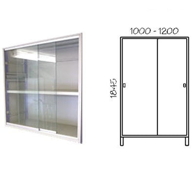 Porta scorrevole in vetro con telaio verniciato per fronte scaffalatura cm. 100x184,5h