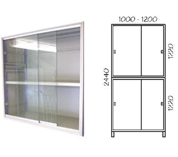 Porta scorrevole in vetro con telaio verniciato per fronte scaffalatura cm. 100x244h