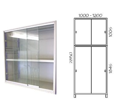 Porta scorrevole in vetro con telaio verniciato per fronte scaffalatura cm. 120x285h