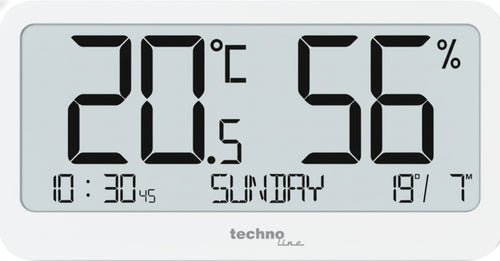 TECHNO LINE Mod. WS9455 - Termometro- igrometro digitale con orologio e data - Digital thermometer- hygrometer with clock and date
