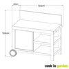 Carrello di servizio - COOK'IN GARDEN - Nova 110 - Con alzatina - 100% metallo
