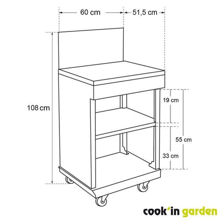 Carrello di servizio - COOK'IN GARDEN - Integrabile nei barbecue Fidgi