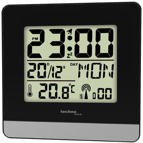 TECHNO LINE Mod. WT260 - Sveglia radiocontrollata con temp. data (7 lingue). luce e snooze - Radio controlled alarm clock with temp. date (7 languages). light and snooze