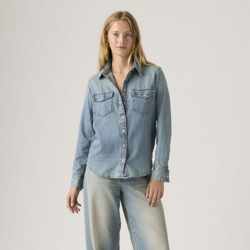 Levi's Camicia Donna Iconic Western in Denim Blu Bite Back Regular Fit