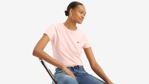 T-shirt donna Levi's Perfect Tee rosa in cotone girocollo vestibilità standard