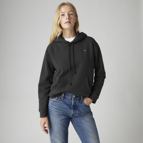 Levi's Felpa Donna con Cappuccio Logo Anthracite Night Nero Regular Fit
