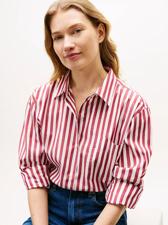 Camicia donna oversize Tommy Hilfiger a righe in cotone – Classic fit WW0WW456120AA