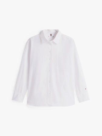 Tommy Hilfiger camicia donna oversize in popeline di cotone bianca