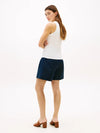 Tommy Hilfiger canotta / T-shirt donna in cotone bianca con logo ricamato slim fit