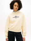 Felpa donna Tommy Hilfiger panna relaxed fit in cotone con stemma ricamato – WW0WW48733AEX