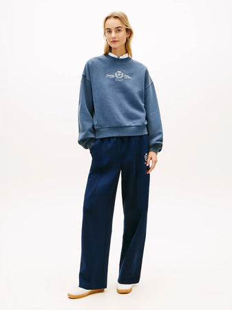 Felpa donna Tommy Hilfiger relaxed fit in cotone con stemma ricamato – WW0WW48733C1G