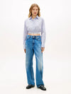 Camicia donna corta Tommy Hilfiger in cotone con elastico logo – Regular fit WW0WW489030Y9