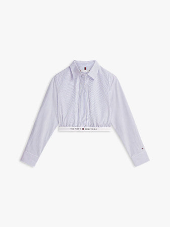 Camicia donna corta Tommy Hilfiger in cotone con elastico logo – Regular fit WW0WW489030Y9