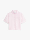 Camicia donna Tommy Hilfiger in lino relaxed fit rosa maniche corte WW0WW48925VQU