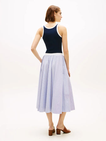 Gonna donna midi Tommy Hilfiger in cotone con elastico logo – Mod. WW0WW489360Y9