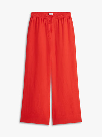 Pantalone donna Tommy Hilfiger in lino relaxed fit ampio rosso WW0WW48970SNE