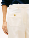 Pantalone donna Tommy Hilfiger chino ampio bianco con bottoni dorati WW0WW49002AEF