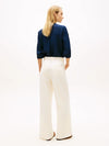Pantalone donna Tommy Hilfiger chino ampio bianco con bottoni dorati WW0WW49002AEF