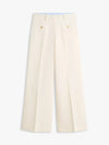Pantalone donna Tommy Hilfiger chino ampio bianco con bottoni dorati WW0WW49002AEF